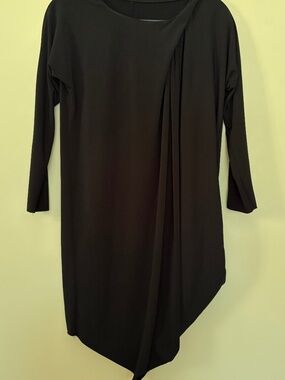 Asymmetric Draped Tunic Dress - Avant-Garde Black